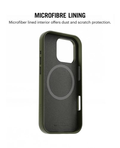 Image of DailyObjects Leatherite Case for iPhone 16 Pro Compatible with Mag-Safe Wireless Charging | Green-Olive Hybrid Magnetic Back Cover