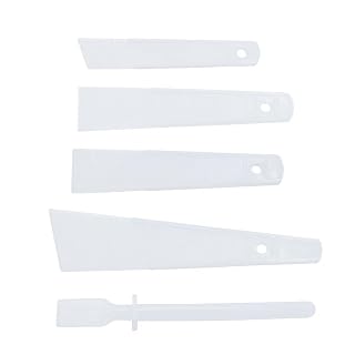 5 Pack Glue Spreader Plastic Glue Smear Plate Scraper Sticks Applicator Tool for Leatherwork Woodwork Handmade DIY Leather Spreads Burnishing Gum Art Craft Project - Amazon product rated Grade A