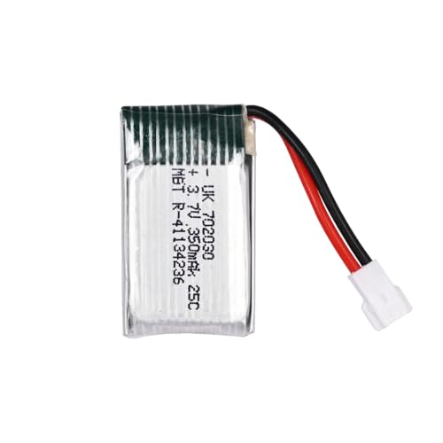 Image of 3.7V LiPo Drone Battery (350mAh, 25C) | Replacement Rechargeable Battery for DIY Drone Kit, RC Quadcopter, Boat, Car, Helicopter, and Airplane | 702030P