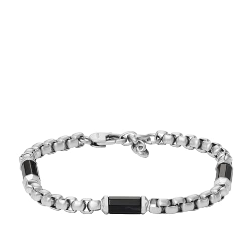 Image of Fossil Men's Plated Stainless Steel Engravable Personalized Gift ID, Chain or Cuff Bracelet for Men