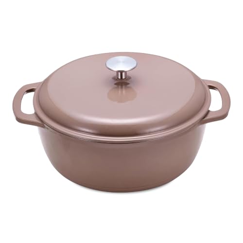 Amazon Basics Cast Iron Dutch Oven Pot with Lid, Enameled, Dual Handles, Heavy-Duty, Small...
