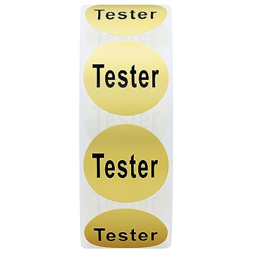 Hylabelest Kosmetiktester-Aufkleber, rund, goldfarben, metallisch, 20 mm, insgesamt 500 Klebeetiketten pro Rolle (Gold)
