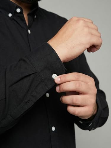 Image of Urbano Plus Men's Cotton Full Sleeve Regular Fit Solid Oxford Shirt with Button-Down Collar