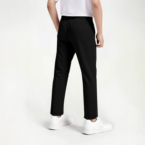 Boys Dress Pants Solid Color Button Down Twill Trouser Stretch Lounge School Uniform Golf Pant with Pockets 3-17Years4