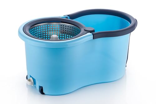 Image of KAVIRA Spin Mop, Easy Wheels & Big Bucket with Microfiber Refills, Floor Cleaning Mop with Bucket, Pocha for Floor Cleaning, Mopping Set (Mop Bucket), Blue
