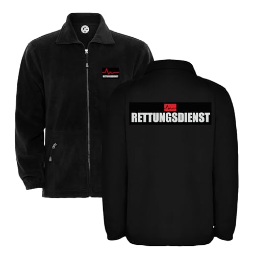 LOCO Rettungsdienst Herren Fleece Jacke - Arbeitsjacke Pullover Full Zip - Warmes Fleece mit hohem Kragen & Seitentaschen L17 - Black (L)