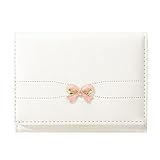 Sunwel Fashion Wallets Girls Cute Coquette Bow Small Wallet Aesthetic Card Holder ID Window Purse for Women (PINK BOW CREAM)