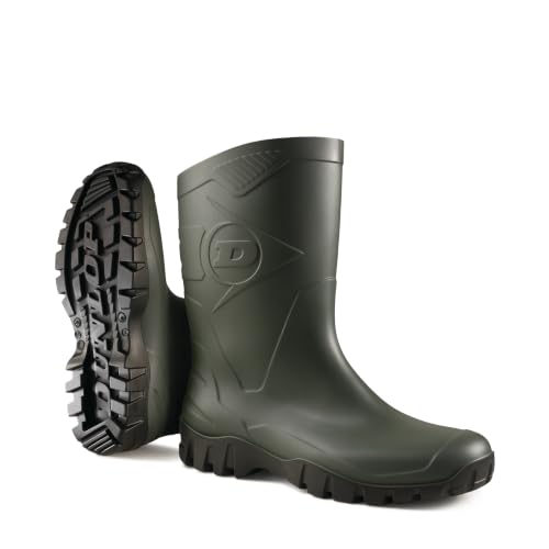 DUNLOP Botas de caucho Dee Calf – Botas de agua de caña media para mujer y hombre – Impermeables, ligeras y cómodas – Verdes – Tallas 43