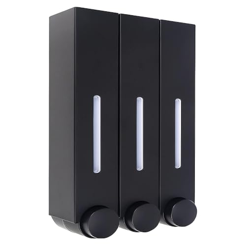 3 Chamber 3x420ml Shower Soap Dispenser, Shampoo Conditioner Dispenser, Shower Gel Container Shower Pump Dispenser and Organizer for Bathroom Kitchen Hotel