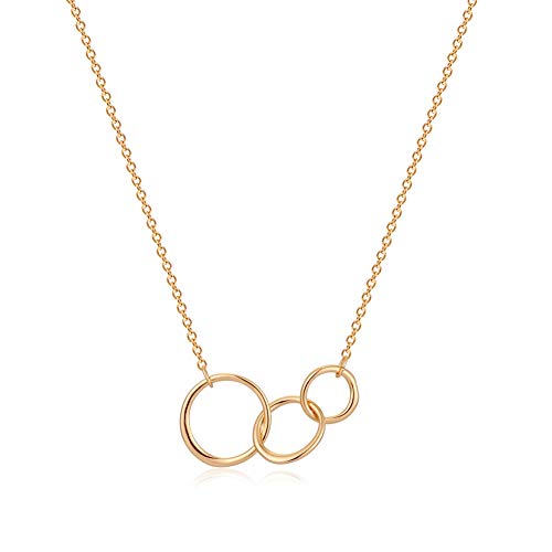 MEVECCO Lucky Star Pendant Necklaces,18k Gold Plated Three Stars Handmade Generations Necklace for Grandma 3 Circles Necklace Mom Granddaughter Mothers Day Jewelry Birthday Gift