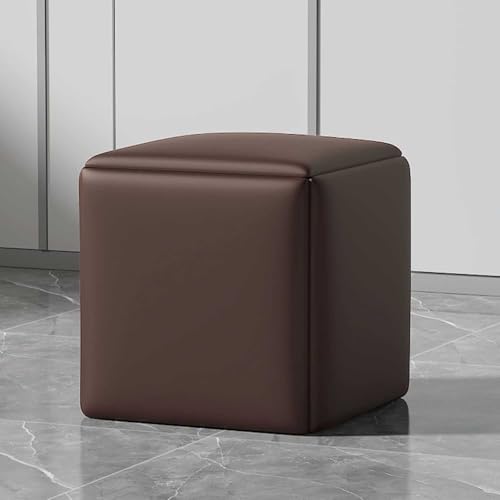 Tabouret cube 5 en 1 modulable, repose-pieds à roulettes