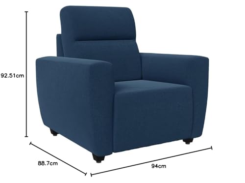 Image of Wakefit Sofa Set | 3 Year Warranty | Sofa 1 Seater, 1 Seater Sofa for Living Room, Wooden Sofa Set, Sofa Set Single Seater - Belize(Malphino : Cobalt Blue)