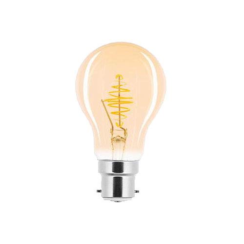 Ampoule LED à filament spiralé - 2,5 W - Or - Extra blanc chaud - 2 000 K (ampoule poire B22, 1 pièce) Cover
