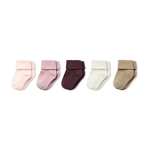 MORI Baby Comfy Ribbed Socks for Boys and Girls - Soft Unisex Infant Elasticated Mid Cut Sock - Pack of 5