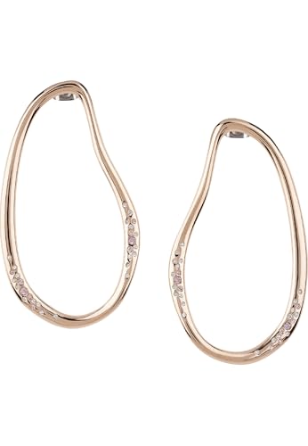 ORECCHINI DONNA: Orecchini da donna in acciaio IP rose gold lucido impreziositi da cristalli rosa che donano luminosità e un tocco di colore delicato al volto
