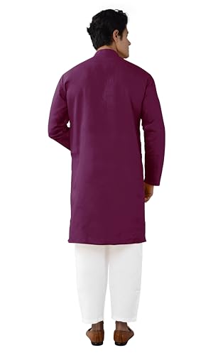 Chandrakala Men's Tunic Shirt Cotton Kurta Pajama Set Indian Casual Wear Regular Wedding Festival Party Dress (MK101)