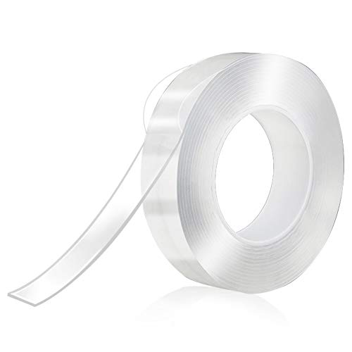 Nano Double Sided Tape, Reusable Tape Adhesive Strips Removable Transparent Tape,Washable Heavy Duty Strong Sticky Mounting Tape Gel Poster Tape for Paste Photos Posters,Fix Carpet Mats or Wall,16.5FT