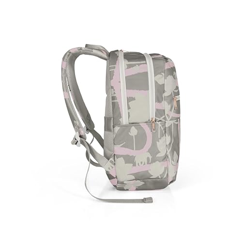 Image of American Tourister x Love Child by Masaba Printed Polyester Backpack for Women /Stylish Lightweight College & Travel Backpack /Spacious Compartments /Padded Shoulder Straps /Trendy Casual Bag- Grey