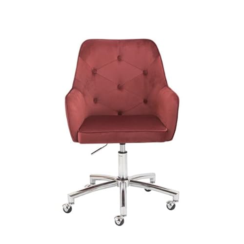 Bowtus Family Office Chair, Modern Office Chair Padded Linen Work Chair Bedroom Living Room Adjustable Rotary Dressing Chair (Wine Red), 24.75D X 26W X 32H In #TOP2
