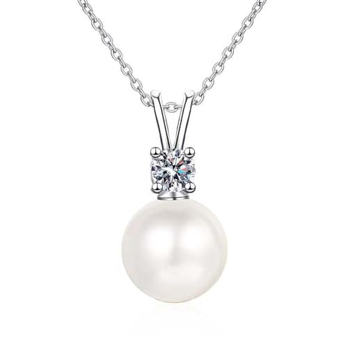 Collier de perles moissanite en argent sterling brillant pour femme élégante