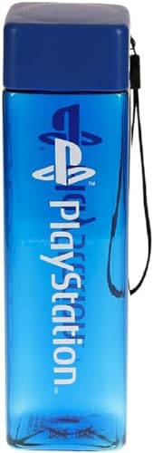 PlayStation Quadratische Reise-Kunststoff-Wasserflasche mit Handgelenkriemen Geschenke | 500ml (17 fl oz)