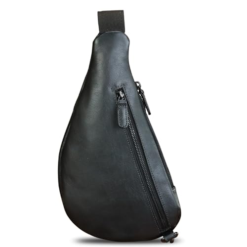 Image of Genuine Leather Sling Bag for Men and Women Vintage Real Leather Crossbody Chest Bags Backpack Purse for Travel Hiking