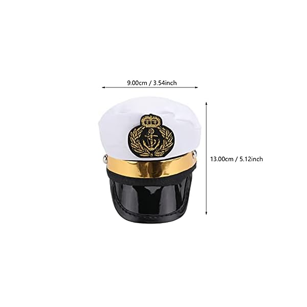 Amosfun pet captain's hat sailors sea captain white captain hat dog cat puppy sailor halloween cosplay costume hat 5. 3 inch - image 3