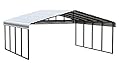Arrow Carports Galvanized Steel Carport, Double Car Metal Carport Kit, 20' x 20' x 9', Eggshell