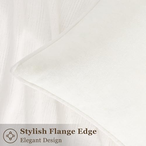 decorUhome Couch Throw Pillow Covers 26x26 Set of 2, Decorative Soft Euro Neutral Chenille Pillow Covers with Elegant Design for Sofa Bed Living Room Home Decor, Cream White