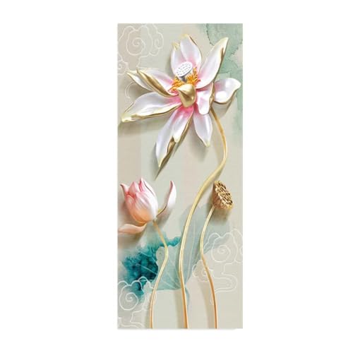 Vinilos Puertas 3D Flor Cabeza De Semilla De Loto Pegatinas Decorativas de Puerta Pegatina Pared Murales Adhesivo para Puerta para Interiores Dormitorio Bano Decoración del Hogar 90X200 cm -MT2324