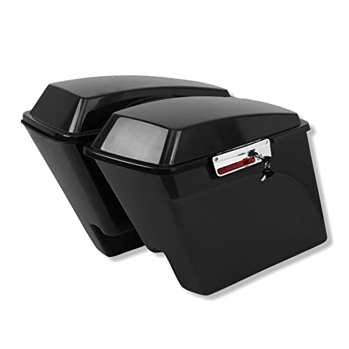 HONGK- 4" Stretched Unpainted Black Saddlebags W/Lib Compatible with '94-'13 Harley Touring Street miniatura 1