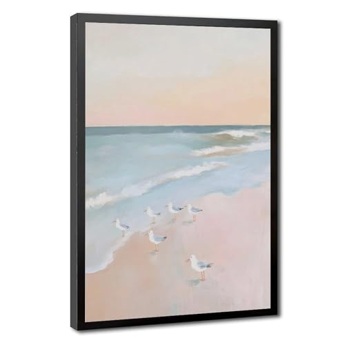 Peinture de paysage marin pastel pour chambre | Ambiance bord de mer