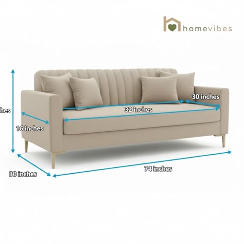 Image of 3+1+1 Seater Velum Fabric Sofa Set for Living Room, Modern Design with High Density Foam, Solid Wood Frame, Ergonomic Comfortable Seating for Home & Office (Beige, 3+1+1)