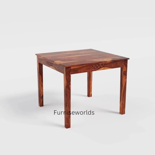 Image of 4 Seater Dining Table Made of Solid sheesham Wood| Honey Finish - 1 Year Warranty | Dinner Table 4 Seater | Dining Room Set for Small Family