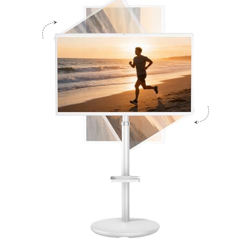 SHAHRYAR Televisor Inteligente Portátil con Ruedas De 10,27'/32', Compatible con Micrófono Externo, 8 GB + 128 GB, Batería Integrada (5-7 H), Ideal para Casa, Oficina Y Gimnasio 27'-4KFHD