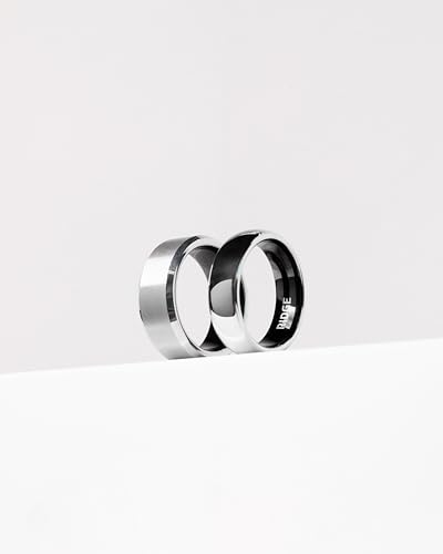 Ridge 8mm Beveled Tungsten Rings For Men - Dual Band Metal Wedding Ring & Silicone Ring, Scratch-Resistant PVD Coating, Convex No-Pinch Fit, Includes Extra Silicone Band (Platinum, 9)2