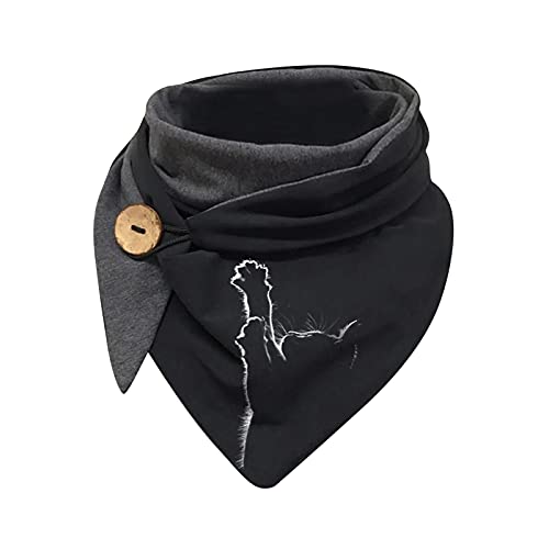 Head Wrap - Bufanda de moda para mujer, cálida, multiusos, con hebilla de doble capa, estampado casual, turbante, bufanda aislante para el frío, D, Talla única