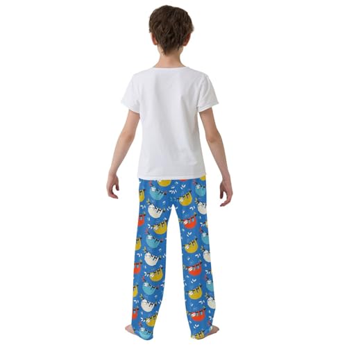 ZZXXB Sloth Colorful Print Boys Long Pants Soft Trousers Elastic Waist Kids Lounge Bottoms with Pockets S-XL3