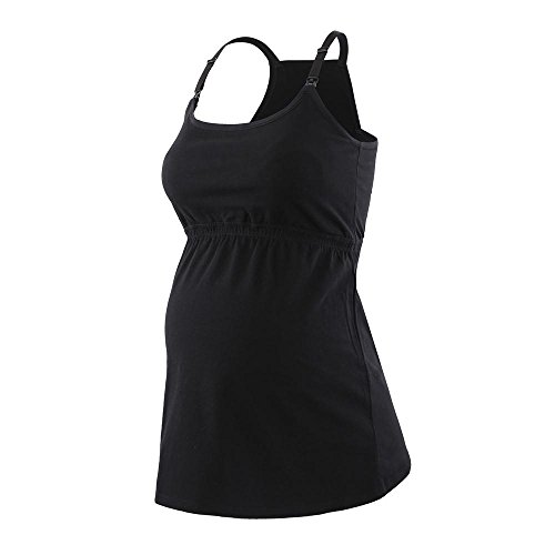 Topwhere Pregnancy Breastfeeding Shirt, Maternity Nursing Top Sleep Cami Summer Tank (Black, M) #TOP2