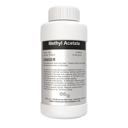 Methyl Acetate – Solvent | Fast Evaporating | Industrial Grade | Ideal for Coatings, Adhesives, and Cleaners | (250mL (8 Fl Oz))