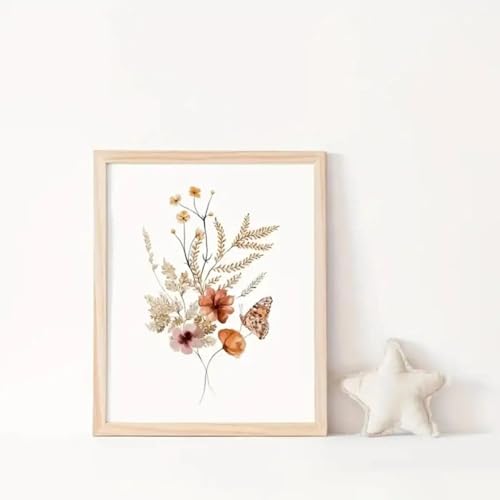 Décoration d'intérieur chambre fille avec poster arc-en-ciel et fleurs