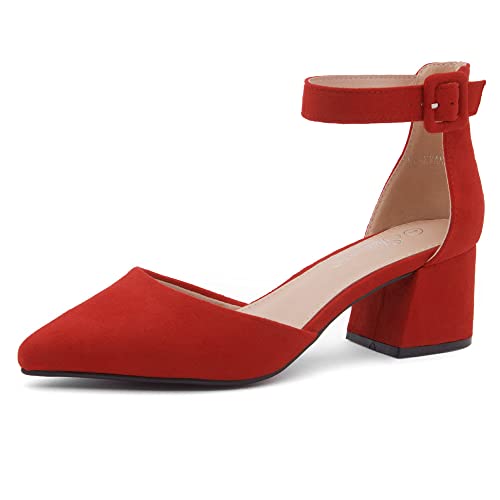 Shoe Land Closed Toe Heels for Women – 2.25 Inch Low Block Pumps ...