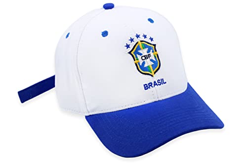 Boné Brasil CFB Copa Do Mundo Fitão Aba Curva Cor:Branco/Azul