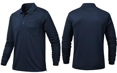 Tyhengta Men's Polo Shirt Long Sleeve Quick Dry Athletic Performance Shirts Pique Golf Shirt2