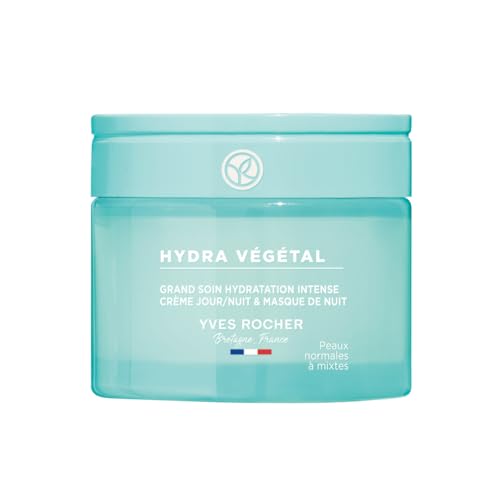 Yves Rocher HYDRA VEGETAL - Crema Hidratación Intensa - Hidratación Inmediata y Durante 100h con Planta Edulis Para Todos Los Tipos de Piel - Aporta Frescura, Confort y Luminosidad a la Piel - 75ml