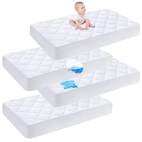 Image of 4 Pack Cute Castle Baby Waterproof Crib Mattress Protector, 28x52 Inch (Pack of 4), White