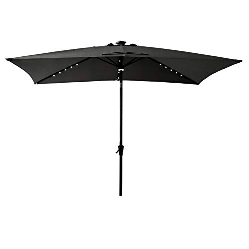C-Hopetree 6.5 x 10 ft Rectangular Outdoor Patio Market Table Umbrella with Solar LED Lights, Black by C-Hopetree - Used condition - CA$78.06