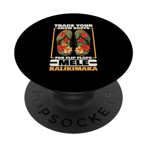 Mele Kalikimaka Santa Claus Tropical Xmas Hawaii Christmas PopSockets Swappable PopGrip, Black