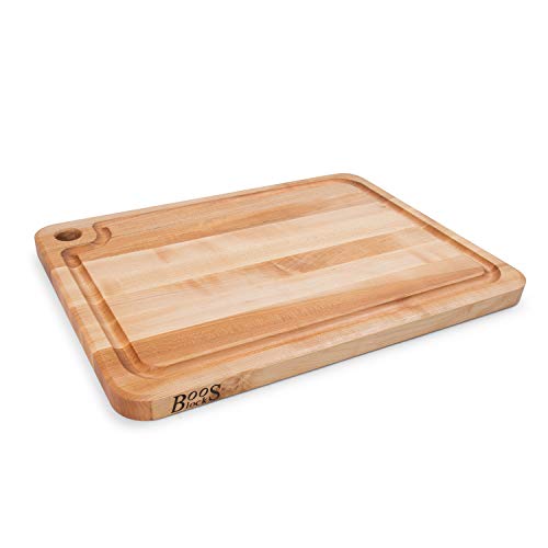 John Boos Block MPL2216125-FH-GRV Prestige Maple Wood Edge Grain Reversible Cutting Board with Juice Groove, 22 Inches x 16 Inches x 1.25 Inches