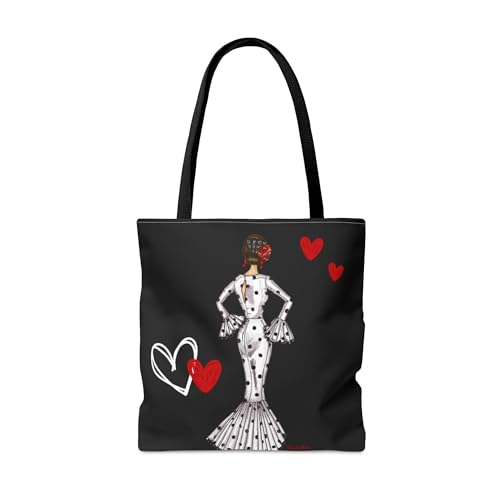 IllustrArte Bolso de tela. Flamenca Maria con vestido blanco. (46 cm x 46 cm)